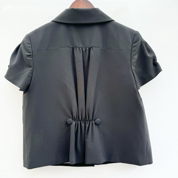 Tristan Cropped Black Blazer Short Sleeves Dark Academia Sz 14 Vintage - Picture 3 of 13